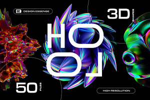 50 Holographic 3D Abstract Shapes