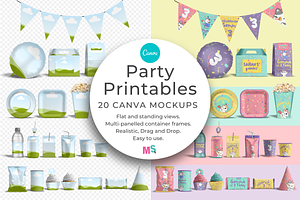Party Printables Canva Mockup Set, a Packaging Mockup by Mockup Scene