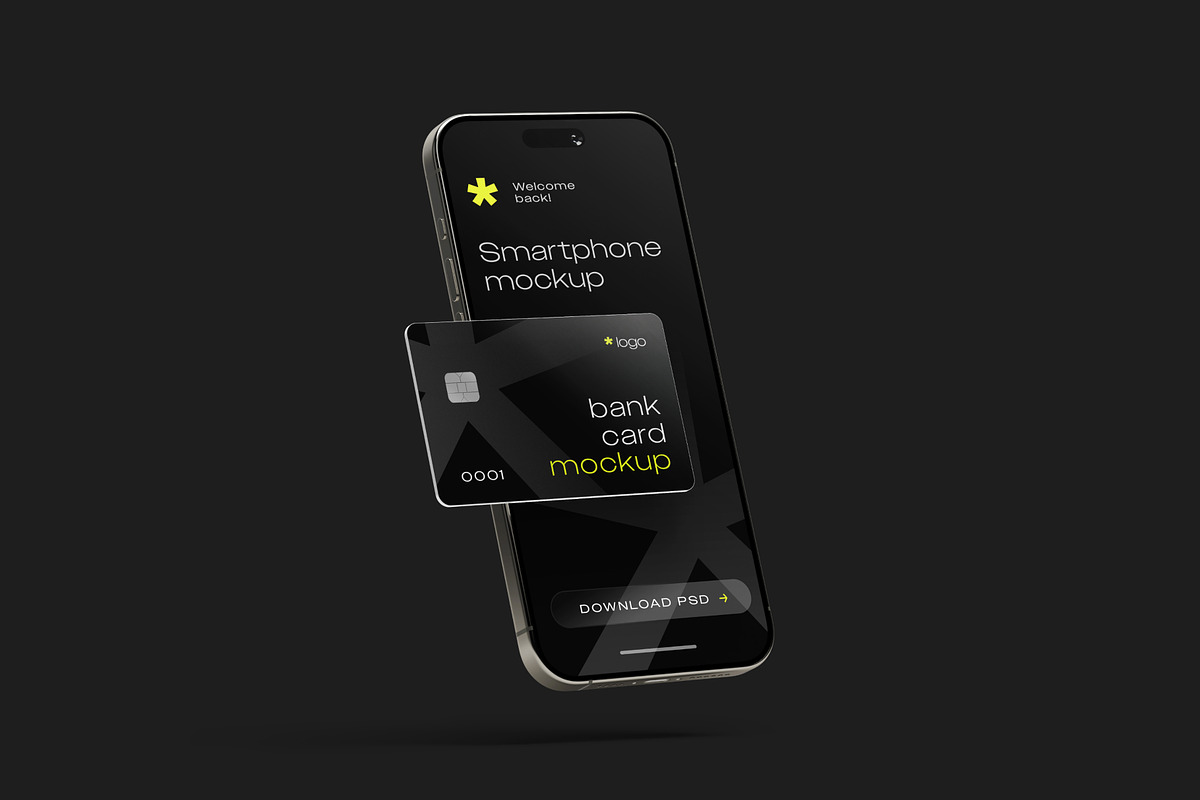 Bank Card with iPhone Mockup Set, an iPhone Mockup by mockupatelier (Photo 7 of 9)