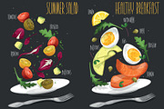SET salad. Vector illustration, a Food Illustration by AKOMIX (Thumbnail 7 of 9)