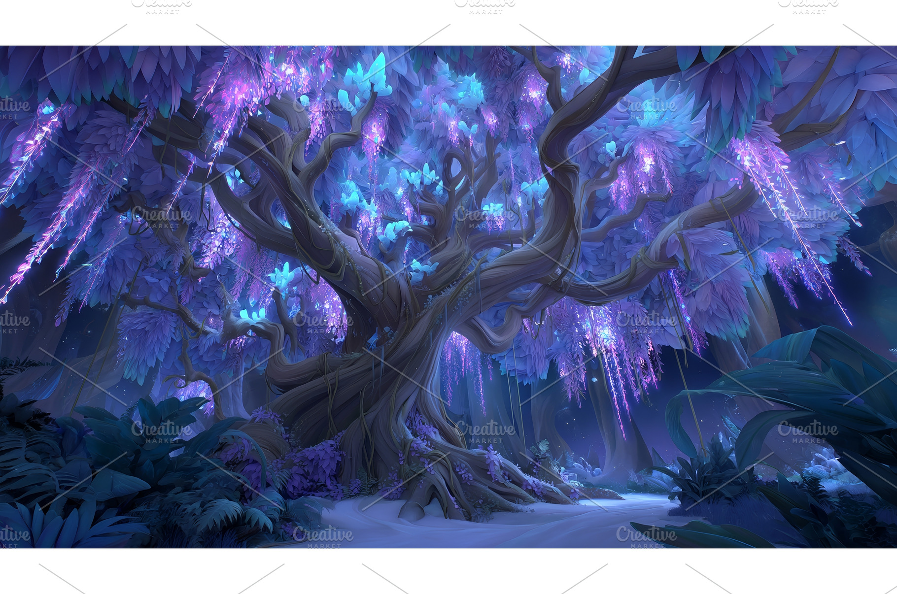 Bioluminescent vines in an ancient, a Nature Photo by ZinetroN