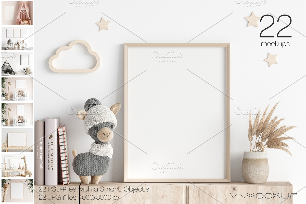 Kids Room Frame Bundle - 22 Mockups, a Print Template by VNmockup (Photo 1 of 8)