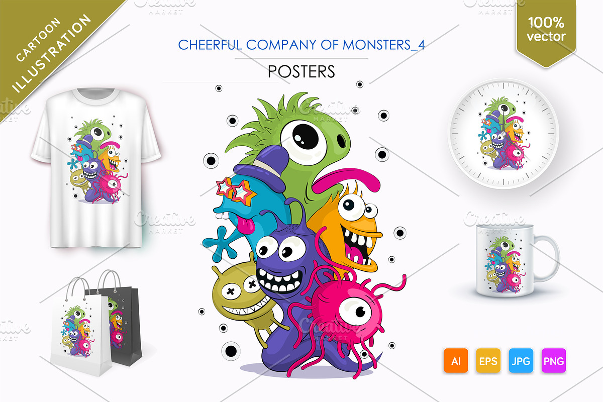 Cheerful company of monsters 04., an Animal Illustration by KENO Mascots (Photo 1 of 3)