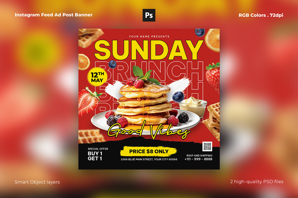 Brunch Sunday Social Media, a Social Media Template by iDoodle Studio (Photo 1 of 4)