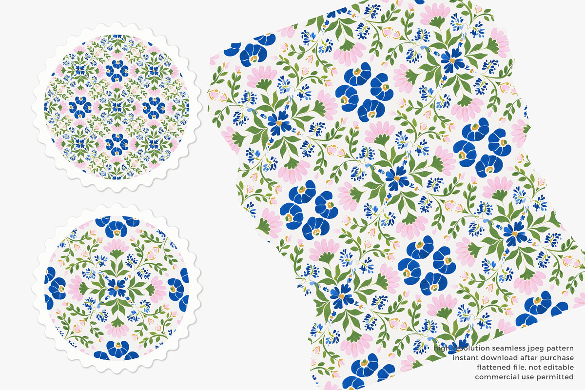 Scandinavian blue folk pattern, a Pattern Graphic by Pink Studio Art (Photo 4 of 4)