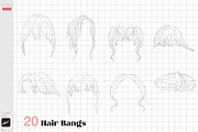 Procreate Hair Styles Anime Chibi, a Brush Add-On by ArtPrintBabe (Thumbnail 6 of 14)