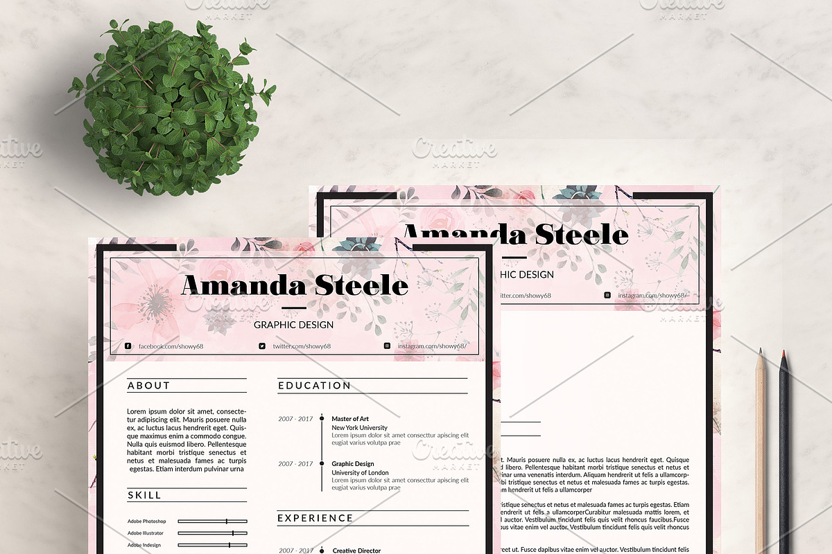 Floral CV / Resume Template / N, a Resume Template by Showy68 Template (Photo 5 of 5)