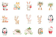 Watercolor Christmas animals Clipart, an Illustration by Designworld (Thumbnail 4 of 5)
