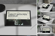 Two Tablets with Digital Pen Mockup, a Device Mockup by xavier_studio (Thumbnail 1 of 5)