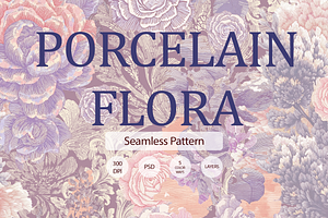 PORCELAIN FLORA, a Pattern Graphic by rumacorakstudio