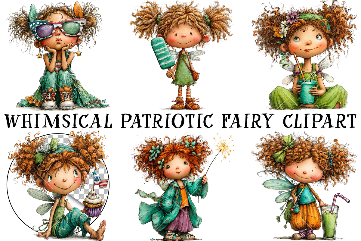 Whimsical Patriotic Fairy Clipart, an Illustration by OK Design (Photo 2 of 6)