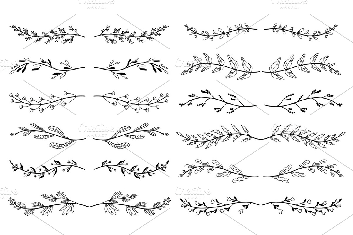 Hand Drawn Floral Dividers Pack, a Decorative Illustration by alexdndz (Photo 5 of 6)