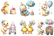 Watercolor Baby Goose Birthday Clipa, an Illustration by DreamArtGraphic (Thumbnail 3 of 5)