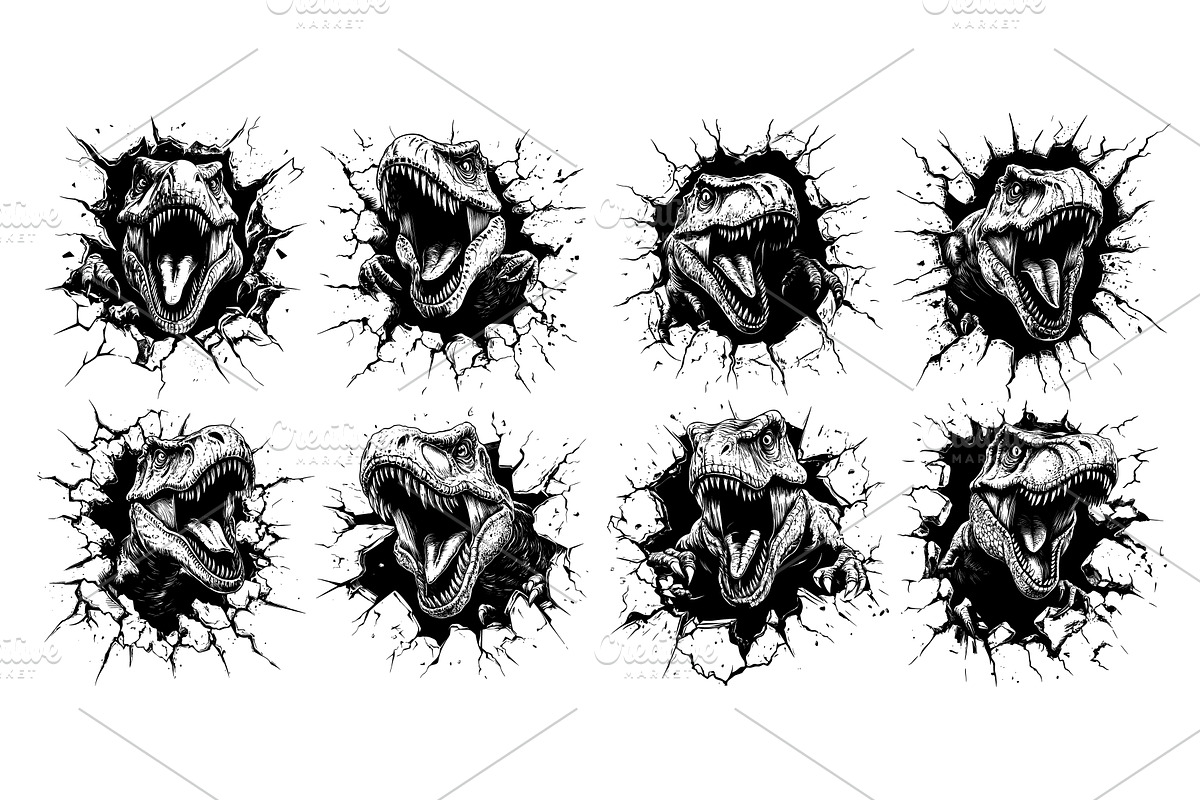 Black ink sketch trex concepts, a Texture Illustration by Stock-Smart-Start