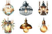 Watercolor Hanging Light Clipart, an Illustration by DreamArtGraphic (Thumbnail 3 of 5)