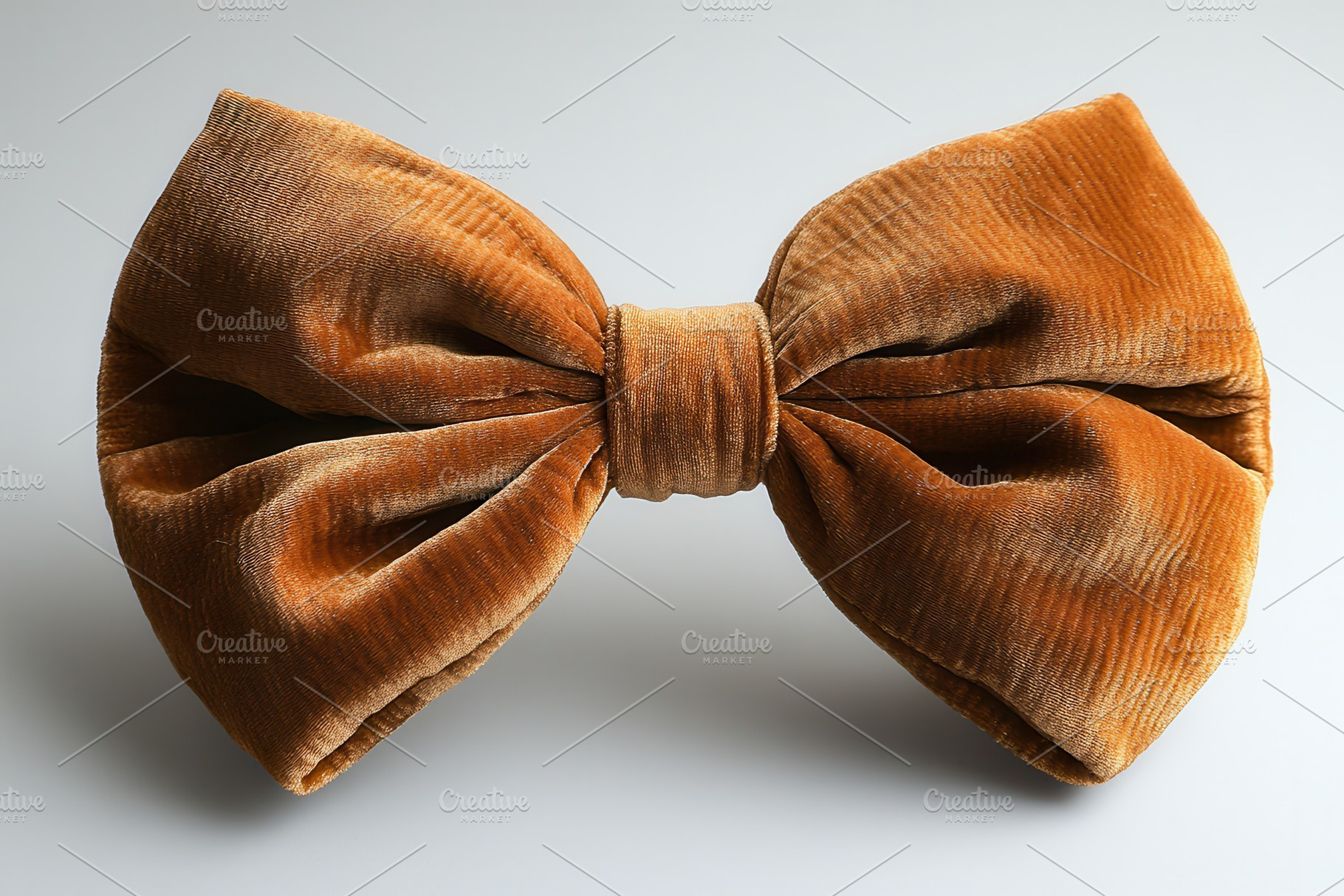 Beautiful velvet bow in warm caramel, a Photo by Tanuart