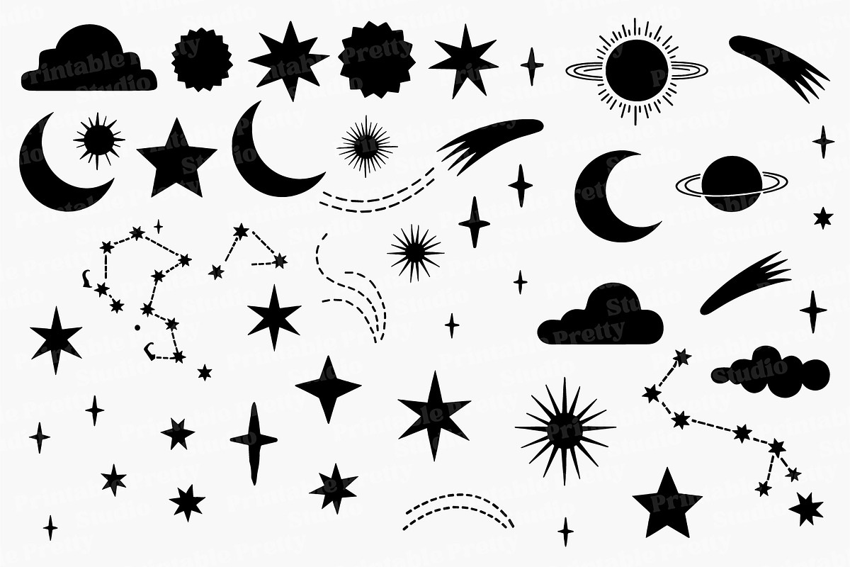 Celestial Space Silhouette Clipart, an Object Illustration by Printable Pretty Studio (Photo 3 of 3)