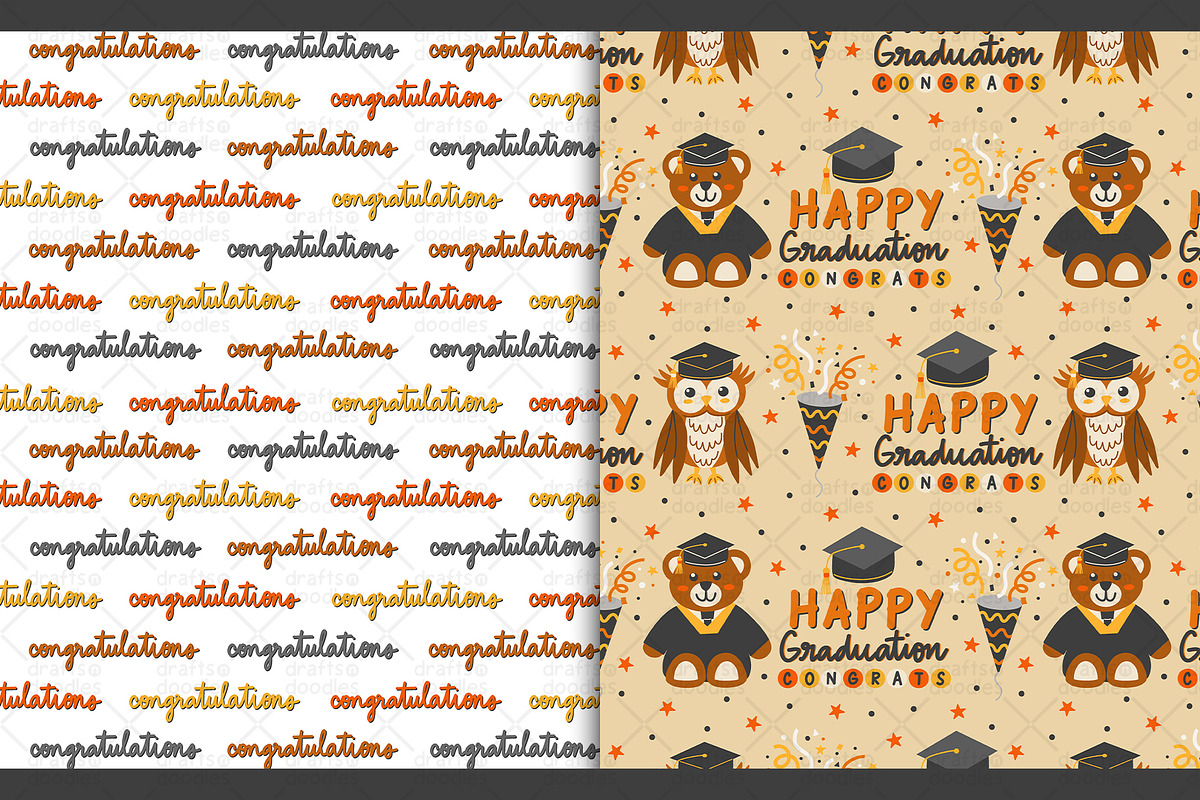 Graduation Clipart and Patterns, a Pattern Graphic by Drafts n Doodles (Photo 8 of 11)