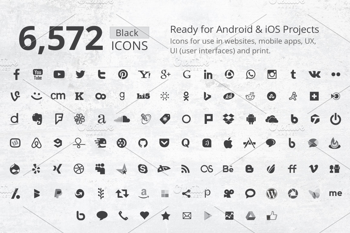 212 B/W Social Media Icons, an Icon by ArtFusion (Photo 2 of 5)