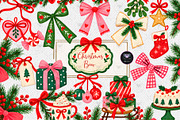 Christmas Bow Clipart, a Decorative Illustration by BigCakeBee (Thumbnail 1 of 3)