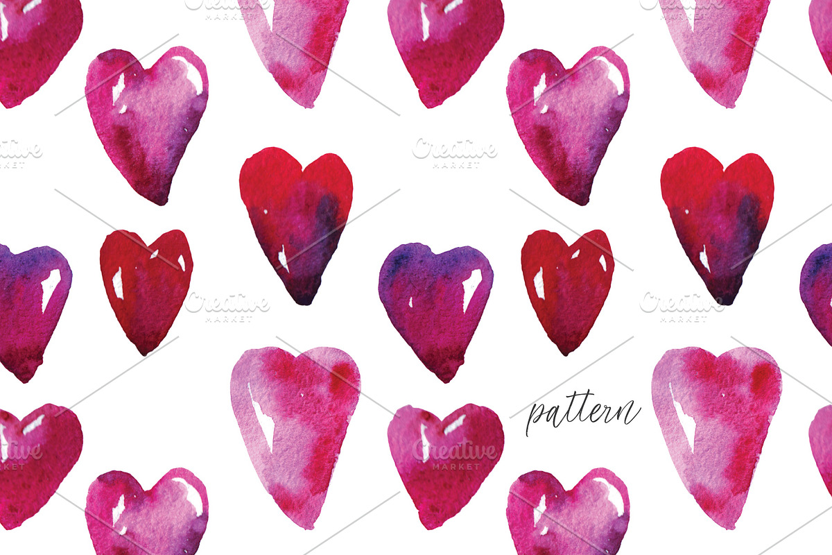 Watercolor hearts, an Illustration by YuliaBiser (Photo 3 of 3)