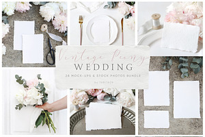 Vintage Peony Wedding Mockups Bundle