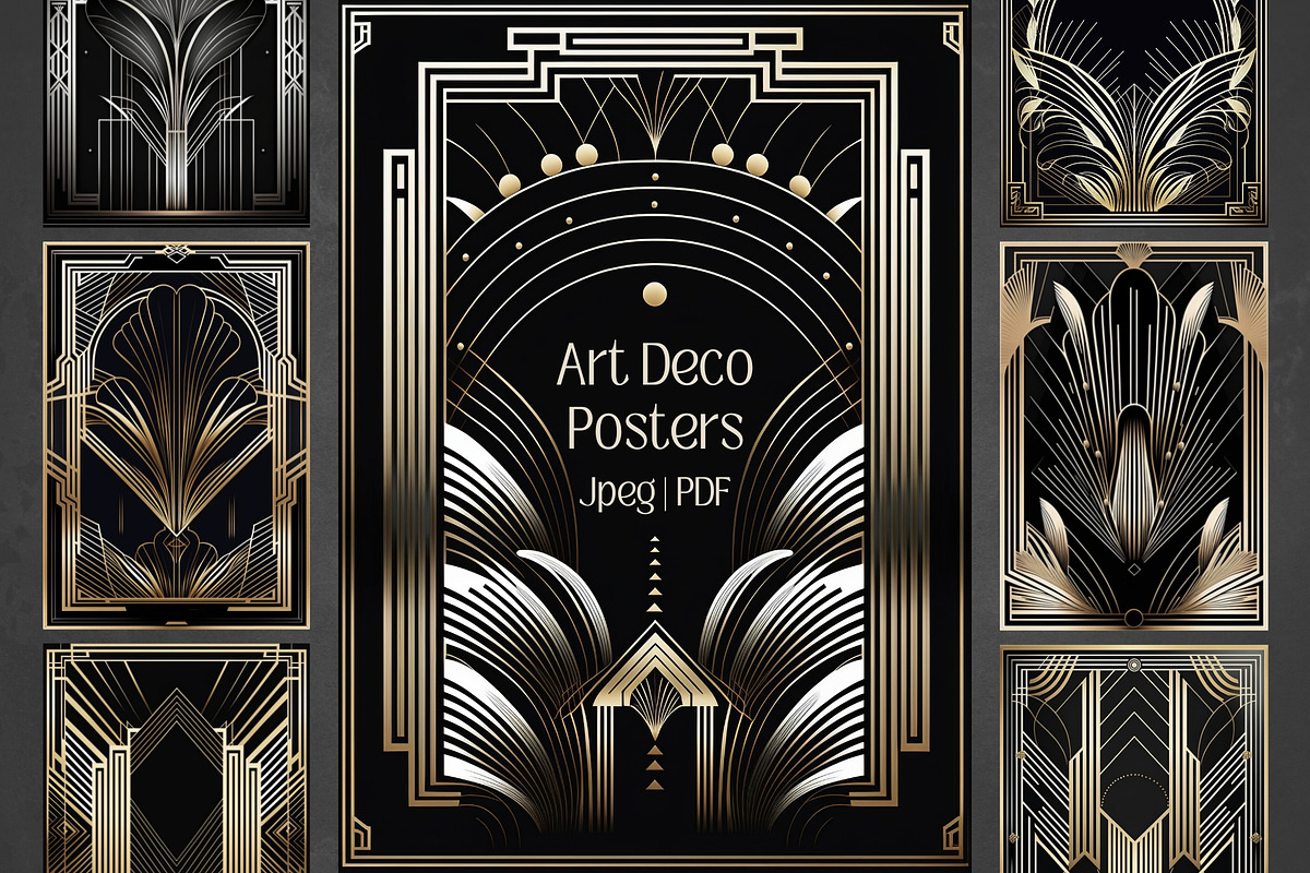 Gold Black Art Deco Wall Art Posters, an Illustration by VectorPanther (Photo 6 of 8)