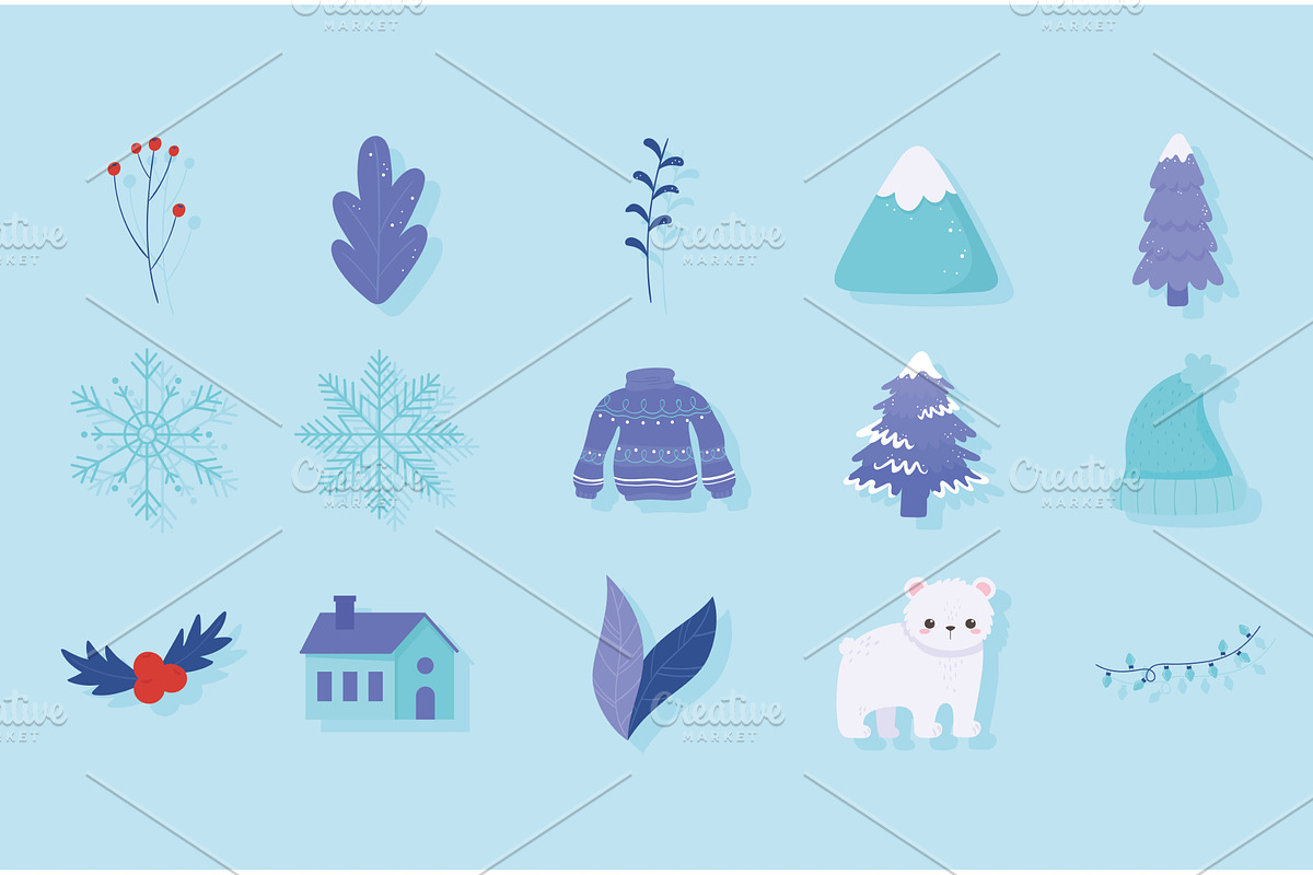 icons winter clothes, an Object Illustration by studiogstock