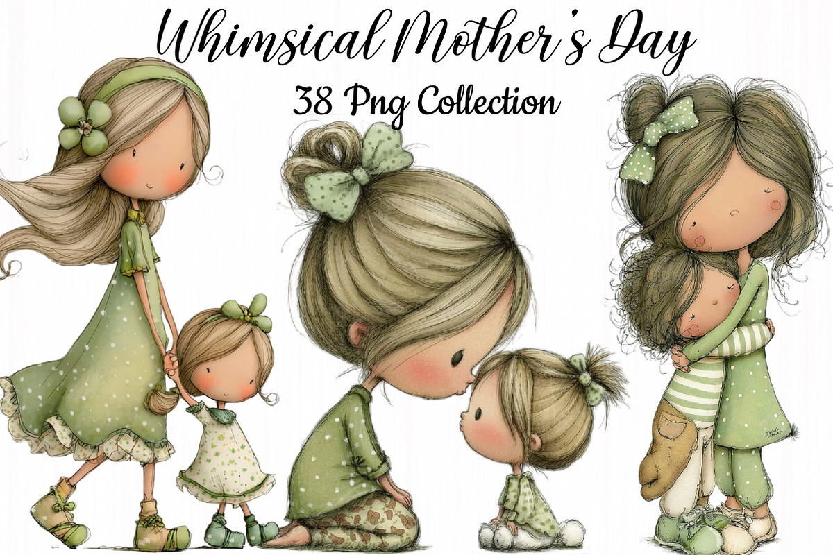 Whimsical Mother’s Day Clipart Bundl, an Illustration by DreamCafeArt (Photo 1 of 7)