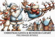Christmas Santa & Reindeer Clipart, an Illustration by Craft Nest (Thumbnail 1 of 8)