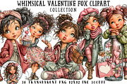 Whimsical Valentine Girl Clipart, an Illustration by OK Design (Thumbnail 1 of 6)