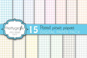 Gingham Picnic Pattern Digital Paper