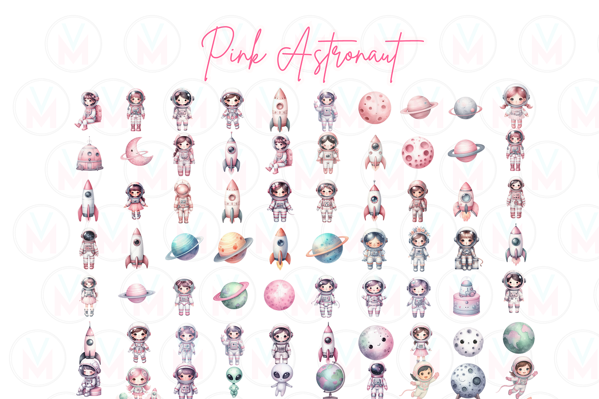 Pink Astronaut Clipart, Space Girl, a Person Illustration by VM PARTYS  BY TAIRUMA (Photo 9 of 10)