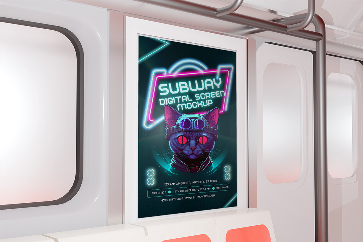 Subway Digital Screen Mockup, an Advertising Mockup by HanaSaka_Studio (Photo 4 of 5)