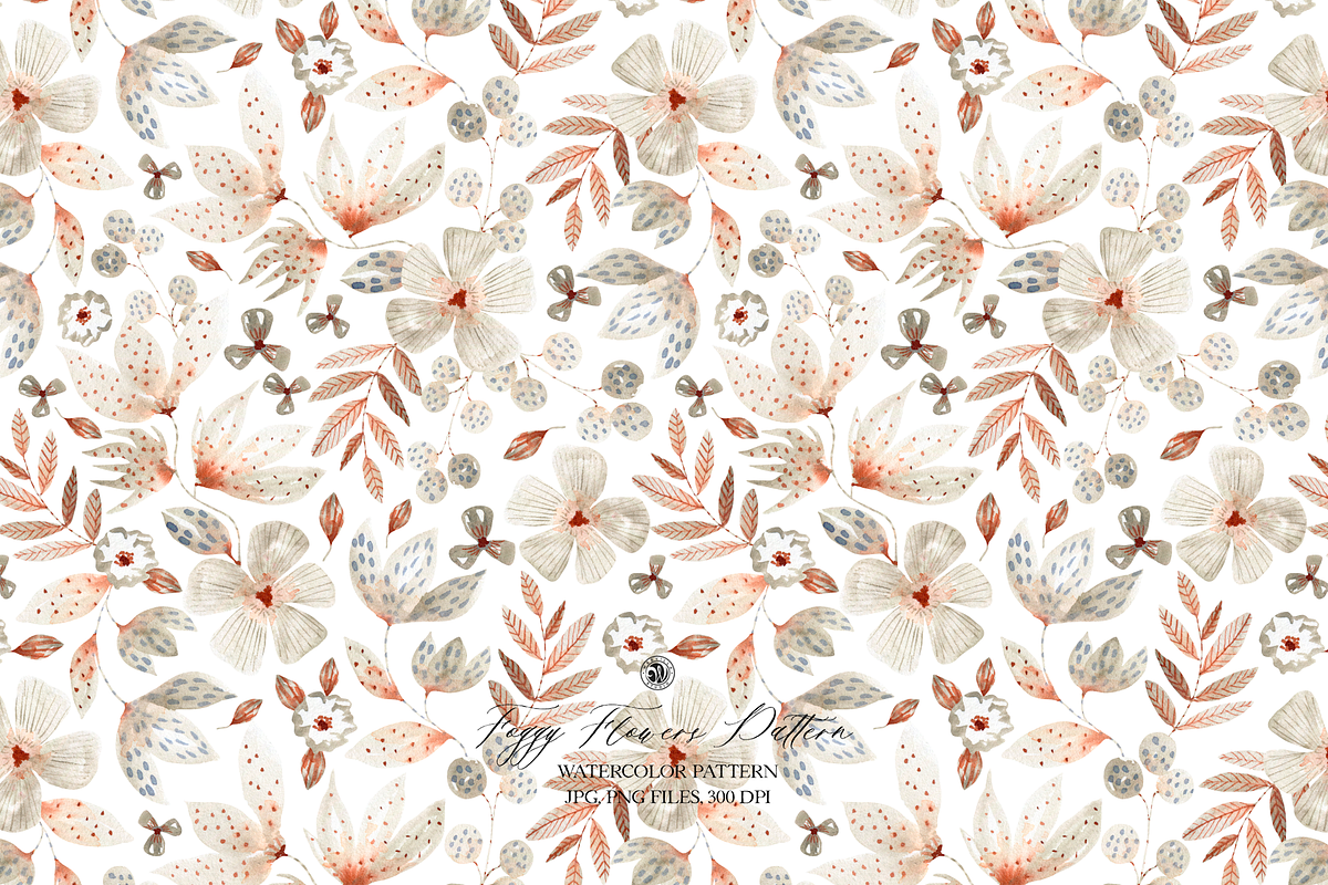 Foggy Flowers Watercolor Pattern, a Pattern Graphic by Webvilla Studio (Photo 6 of 6)