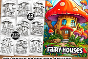 Fairy Houses Coloring Pages for Adul, a Decorative Illustration by Ink Gallery (Thumbnail 1 of 4)