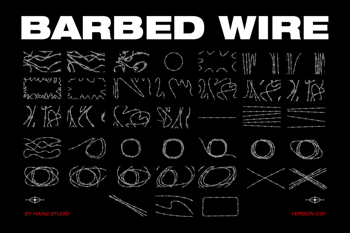 Barbed Wire Pack v.0.01 - 38 PNG, an Object Graphic by Hainz Studio (Photo 4 of 10)