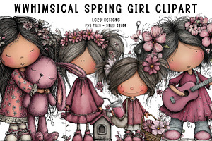 Whimsical Spring Girl Clipart, an Illustration by CreationArt