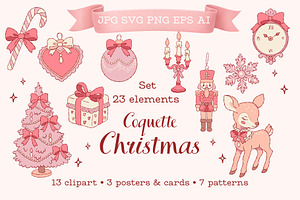 Coquette Christmas Clipart Patterns
