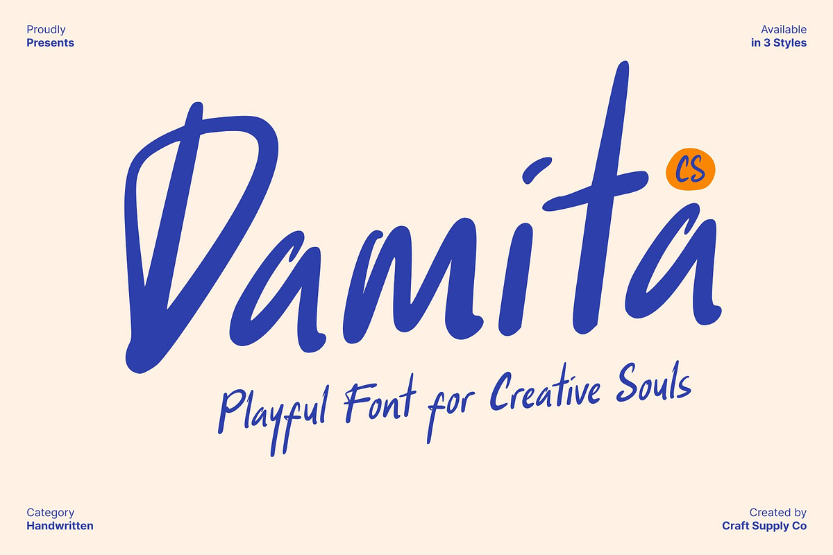 CS Damita – Handwritten Font, a Handwritten Font by Craft Supply Co. (Photo 1 of 8)
