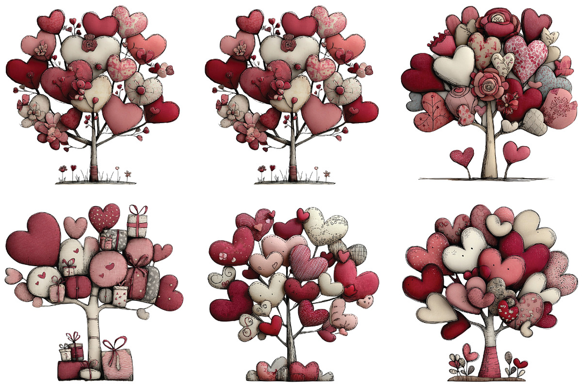 Quirky Valentine Day Tree Clipart, an Illustration by CraftArtStudio (Photo 4 of 6)