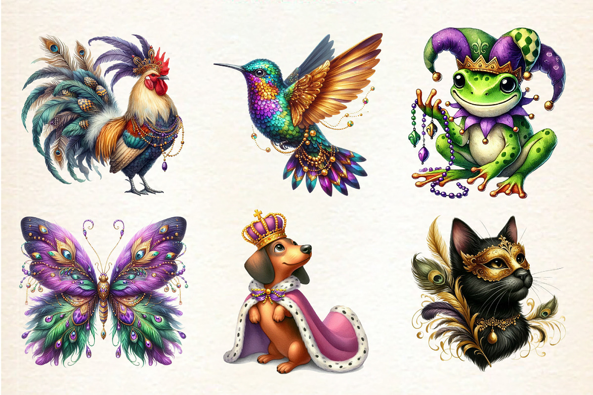 Mardi Gras Animals, an Illustration by DreamArtGraphic (Photo 3 of 4)