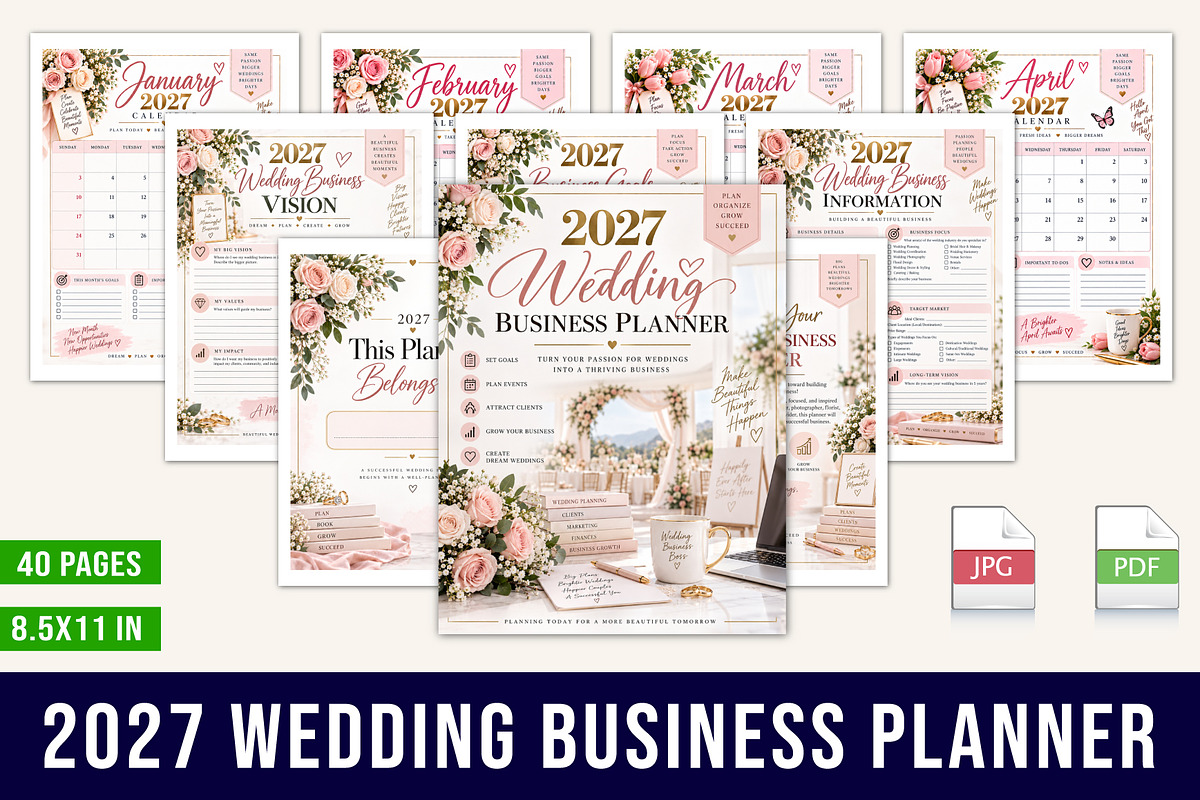 2027 Wedding Business Planner, a Stationery Template by Designmela01 (Photo 1 of 5)