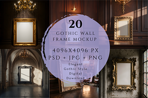 20 Gothic Wall Frame Mockup Bundle, a Mockup by StormDigitalArt