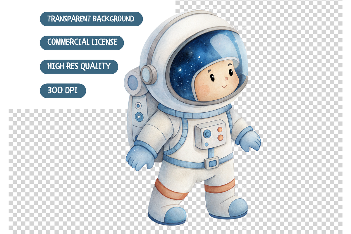 Space Astronauts Clipart Set, a Person Illustration by TatiMockup (Photo 7 of 7)