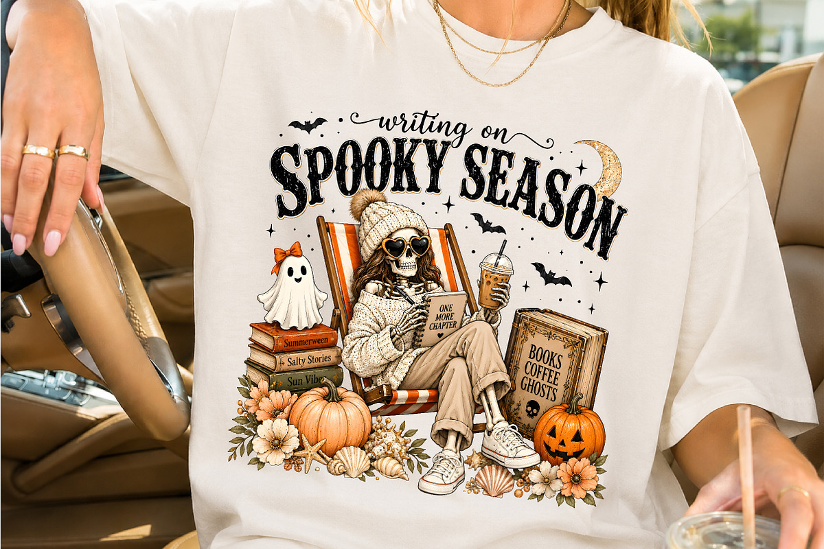 Skeleton Writer During Spooky Season, a Seasonal Illustration by Creative Art (Photo 2 of 3)