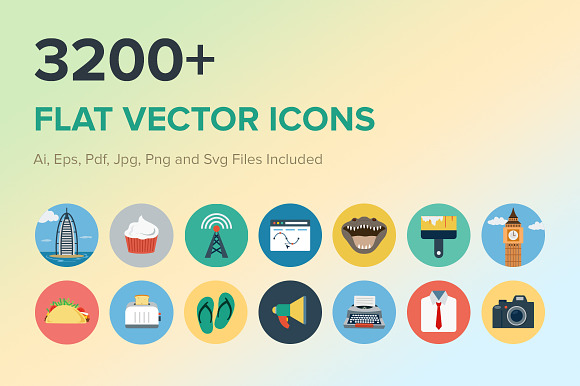 3200 Flat Vector Icons Bundle