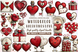 Valentines Clipart Set, Love Clipart, an Illustration by Sublimation Artist