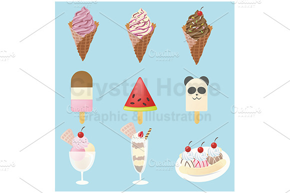 Ice cream icon collection set preview 3