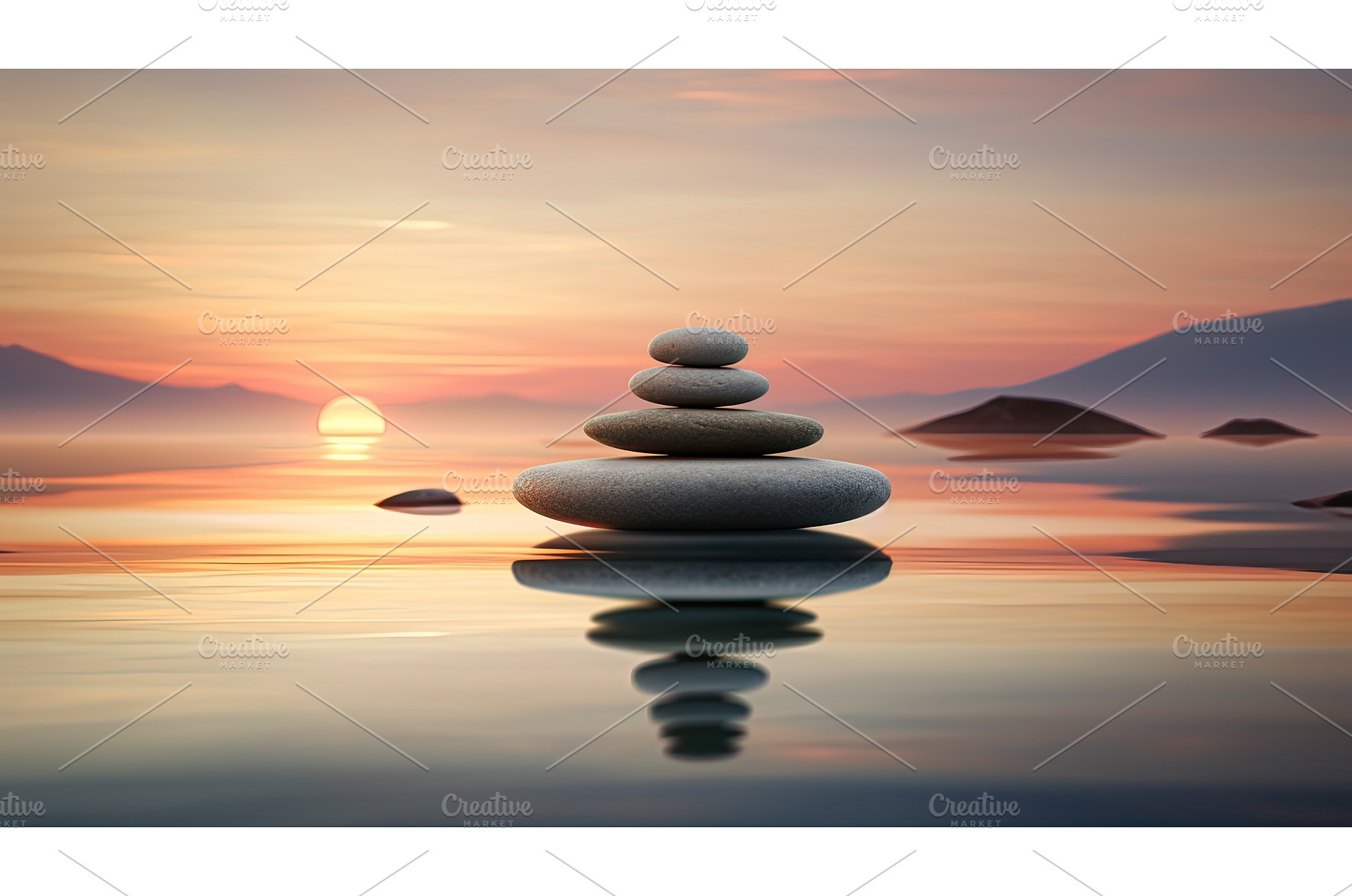 Minimalist Zen garden at dawn, a Nature Photo by Neirfy